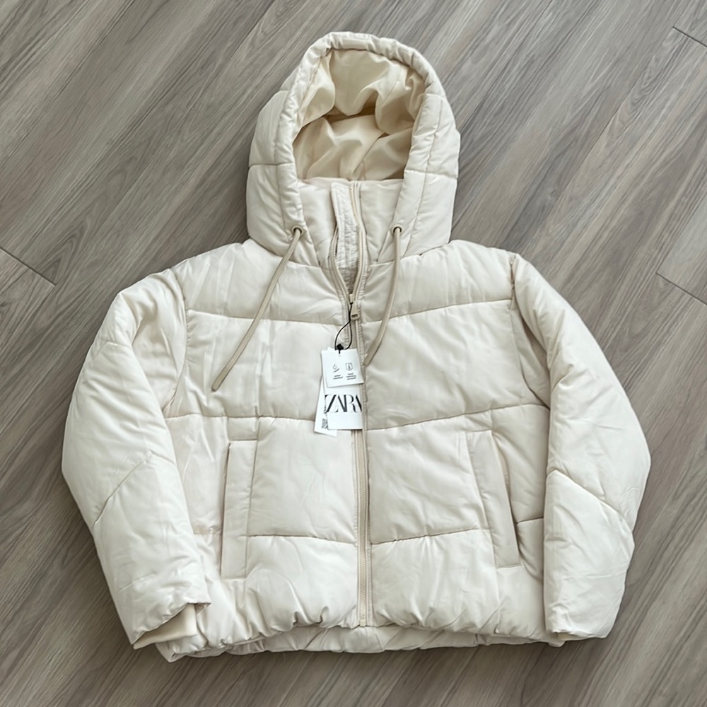 NWT Zara Water Repellent Hooded Quilted Jacket